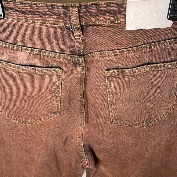 MISSGUIDED Women’s 4R Rust Wash Wrath Split Hem Jeans Straight Street Indie Goth - Picture 4 of 12